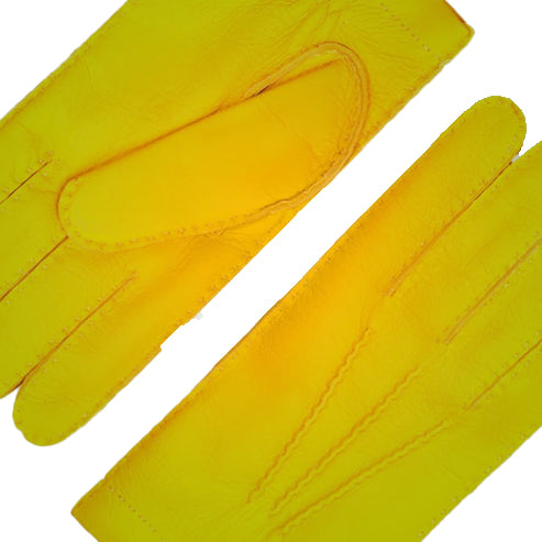 Bravo Bros Men’s Yellow Sheepskin Leather Gloves – Cashmere-Lined & Warm