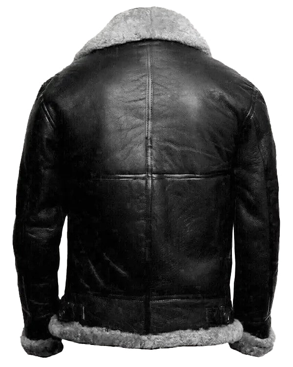 Women’s B3 Bomber Black Fur Pilot Leather Jacket – Chic & Warm by Bravo Bros