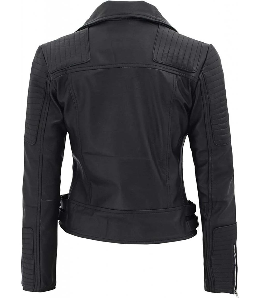 Women’s Black Leather Biker Jacket – Classic Moto Style by Bravo Bros