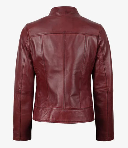 Women’s Slim Fit Burgundy Leather Jacket