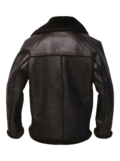 Men’s Dark Brown Shearling Aviator Bomber Jacket
