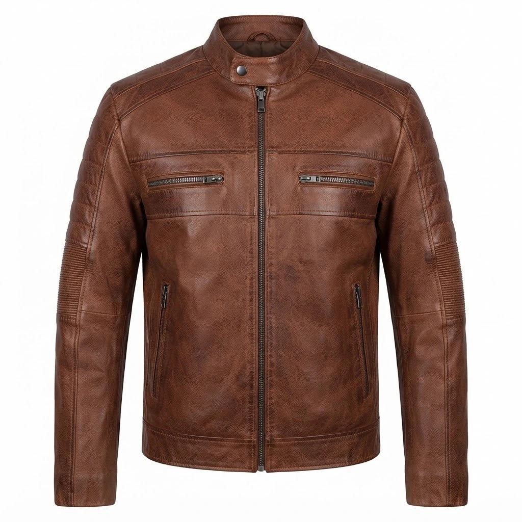 Men’s Chocolate Brown Waxed Leather Jacket