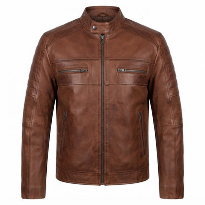 Men’s Chocolate Brown Waxed Leather Jacket