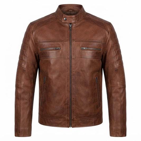 Men’s Chocolate Brown Waxed Leather Jacket