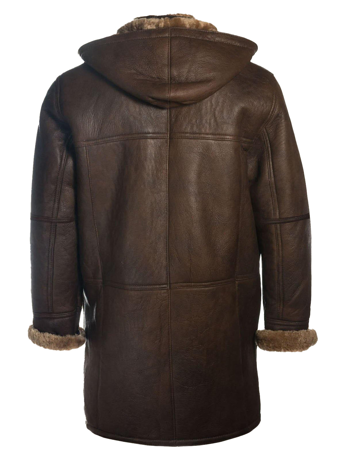 Men’s Brown Shearling Bomber Hoodie Coat