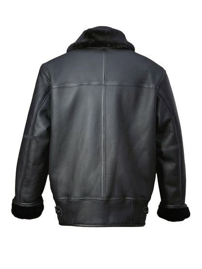 Men’s Black Aircraft Shearling Leather Bomber Jacket