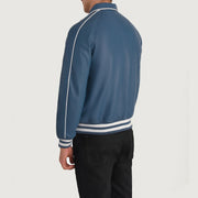 Bravo Bros Men’s Blue Leather Varsity Jacket