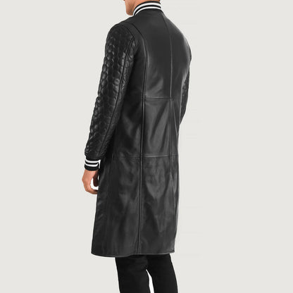 Bravo Bros Men’s Black Leather Varsity Coat