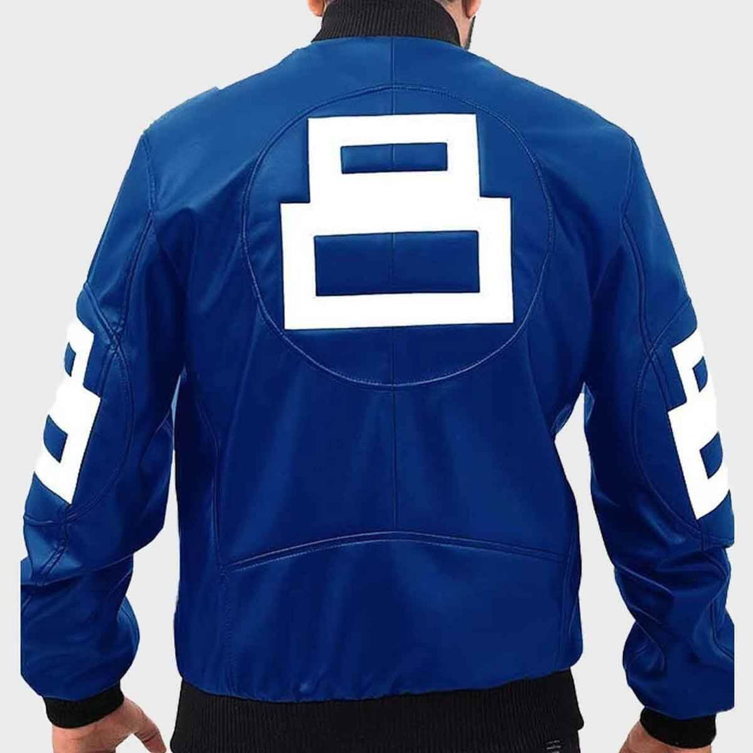 Bravo Bros Men’s 8 Ball Blue Leather Bomber Jacket