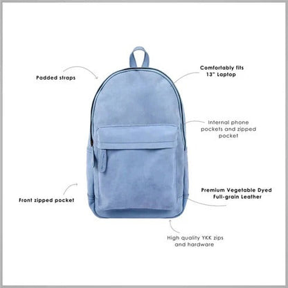 Bravo Bros Men’s Blue Leather Backpack – Handmade, Premium & Stylish