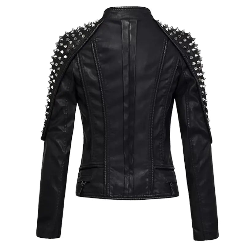 Women’s Punk Studded Leather Jacket – Bold Rebel Style by Bravo Bros