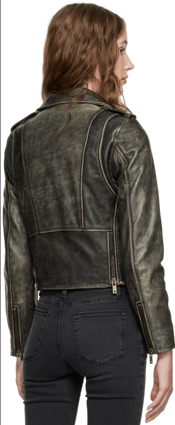 Bravo Bros Women’s Black Distressed Biker Leather Jacket
