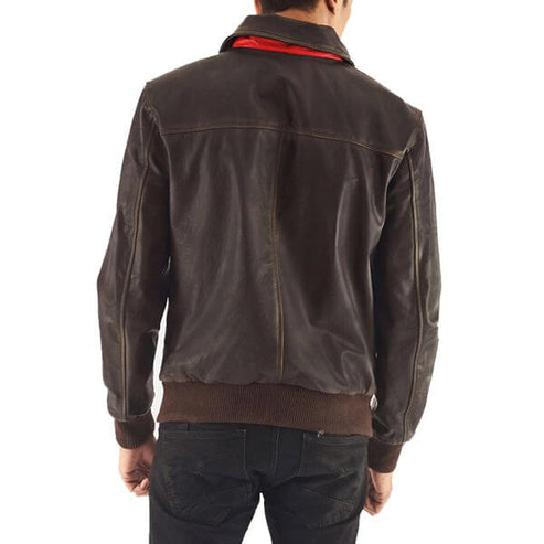 Aaron Brown Classic Leather Bomber Jacket – Timeless Style by Bravo Bros