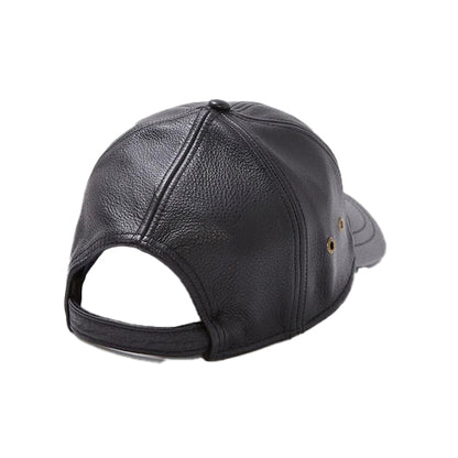 Bravo Bros Men’s Black Sheepskin Leather Baseball Cap – Premium & Stylish