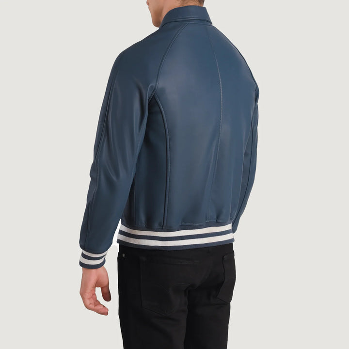 Bravo Bros Men’s Royal Blue Leather Varsity Jacket