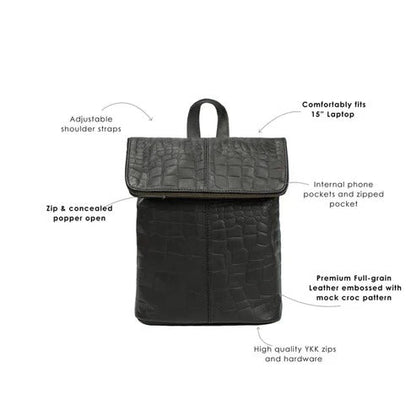 Bravo Bros Men’s Black Leather Backpack – Stylish, Classic & Durable