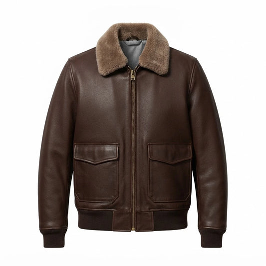 Men’s G-1 Flight Chocolate Brown Leather Bomber Jacket
