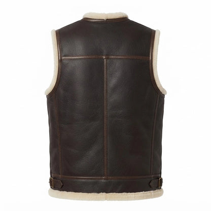 Men’s Dark Brown Shearling Leather Vest