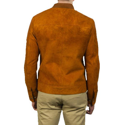 Men’s Brown Suede Bomber Jacket – Classic Comfort & Style