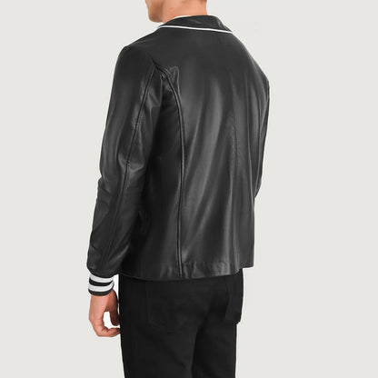 Bravo Bros Men’s Black Leather Varsity Jacket – Classic Edition
