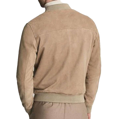 Men’s Brown Suede Bomber Jacket – Classic Leather Style