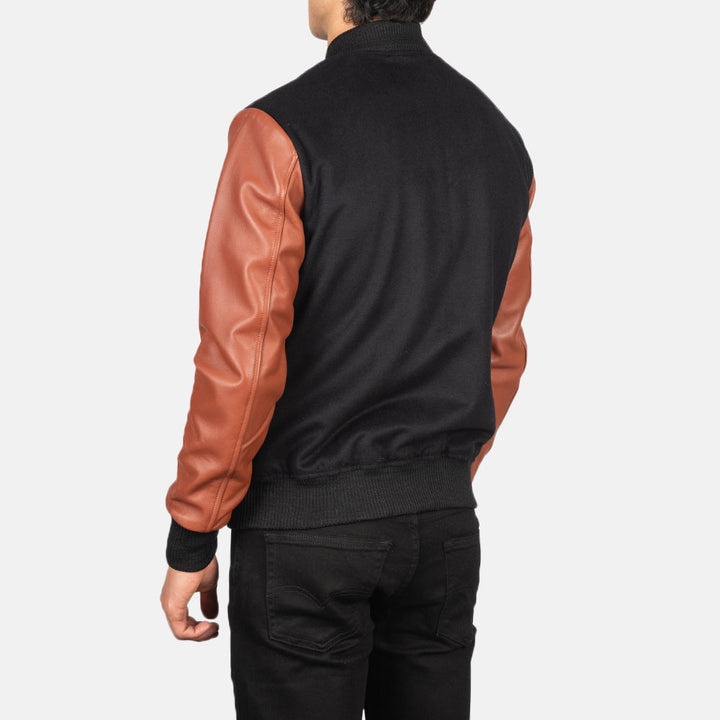 Bravo Bros Men’s Brown & Black Hybrid Varsity Jacket – Dual-Tone Edition