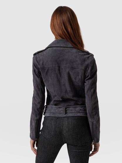 Bravo Bros Women’s Matte Black Suede Leather Biker Jacket