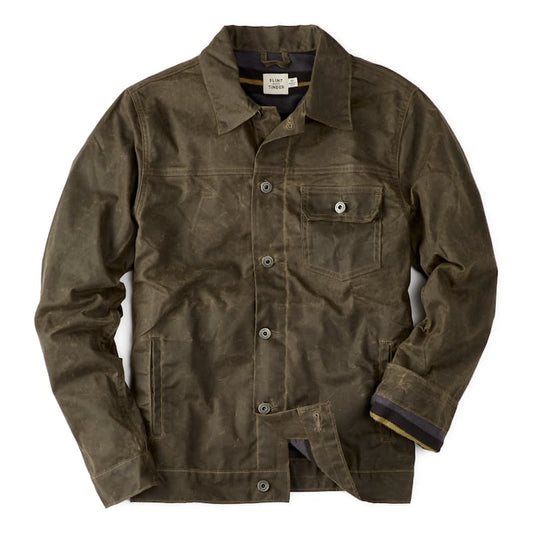 Men’s Flannel-Lined Waxed Leather Trucker Jacket