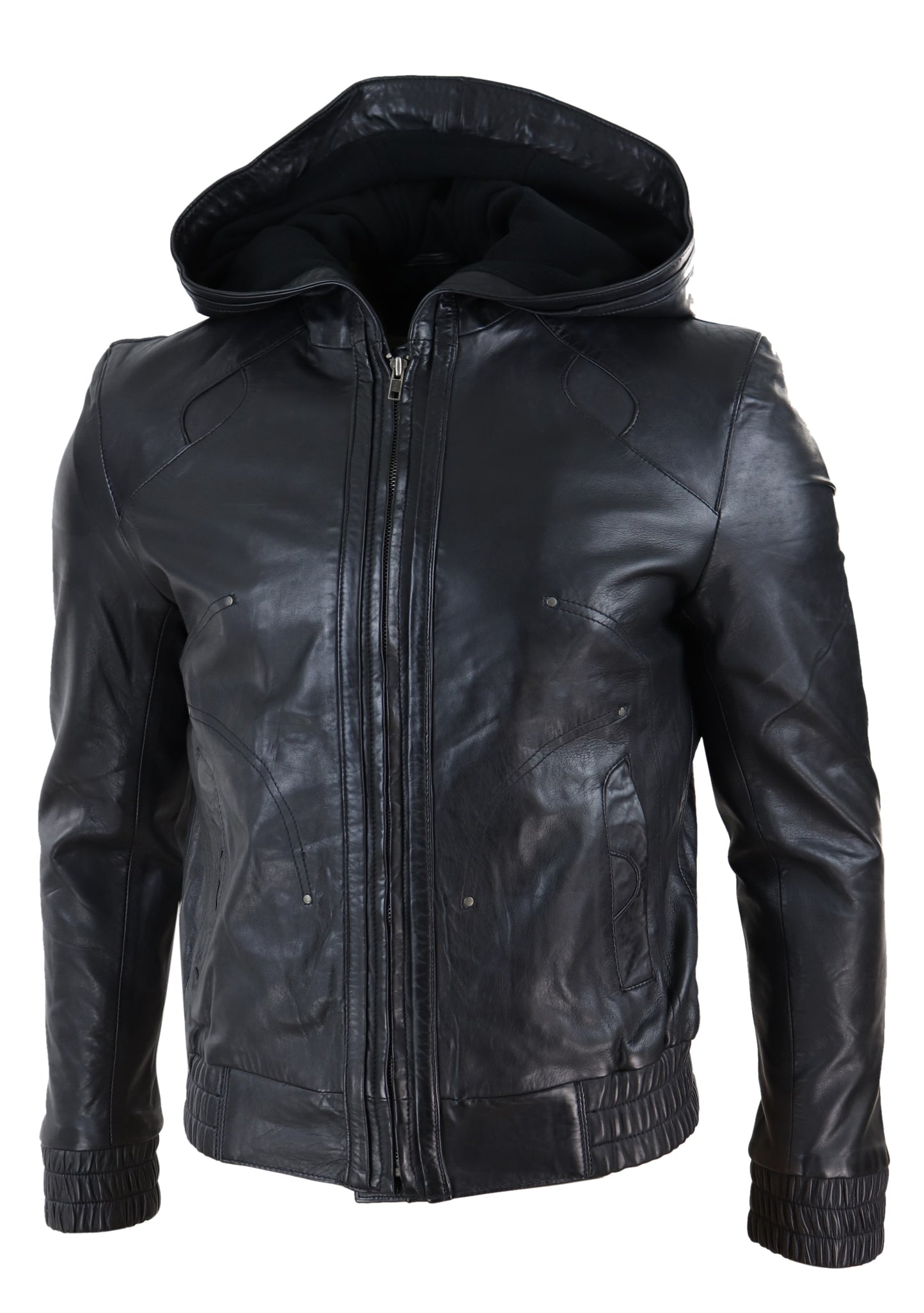 Men’s Hooded Bomber Leather Jacket – Bravo Bros