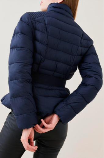 Women’s Navy Blue Belted Puffer Jacket – Chic Winter Style by Bravo Bros