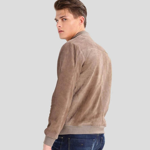 Bravo Bros Rolf Grey Suede Leather Bomber Jacket