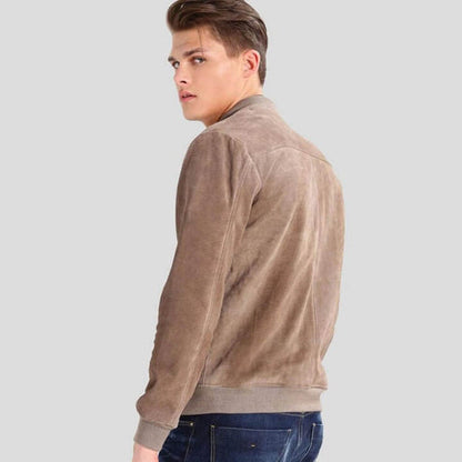 Bravo Bros Rolf Grey Suede Leather Bomber Jacket