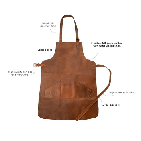 Bravo Bros Men’s Brown Lambskin Leather Apron – Handmade Multi-Pocket & Premium
