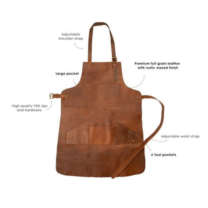 Bravo Bros Men’s Brown Lambskin Leather Apron – Handmade Multi-Pocket & Premium