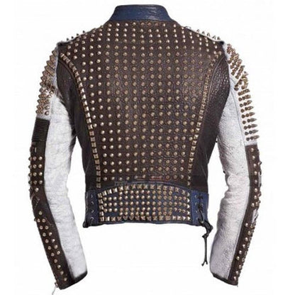 Men’s Golden Studded Multicolor Moto Jacket