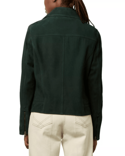 Bravo Bros Women’s Royal Green Suede Leather Biker Jacket