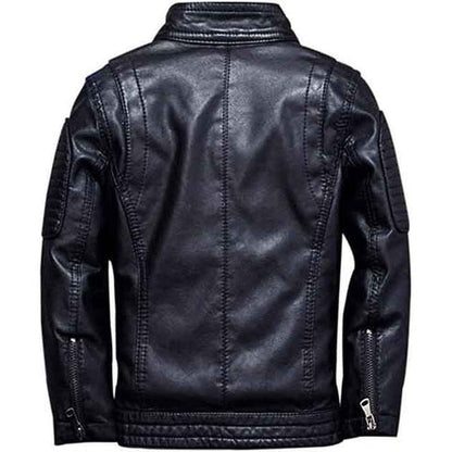 Men’s Black Studded Shoulder Biker Leather Jacket