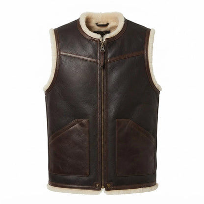 Men’s Dark Brown Shearling Leather Vest