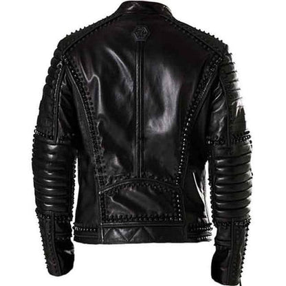 Men’s Black Spiked & Studded Leather Jacket