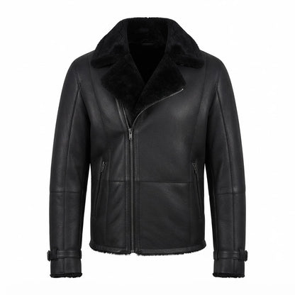 Men’s Black B3 Shearling Bomber Leather Jacket