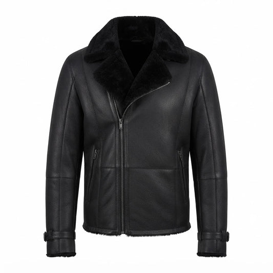 Men’s Black B3 Shearling Bomber Leather Jacket