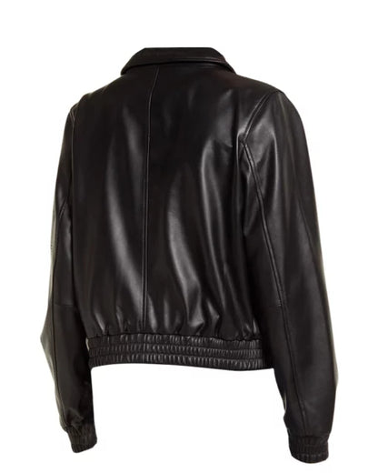 Janveny Women’s Black Leather Motorcycle Jacket