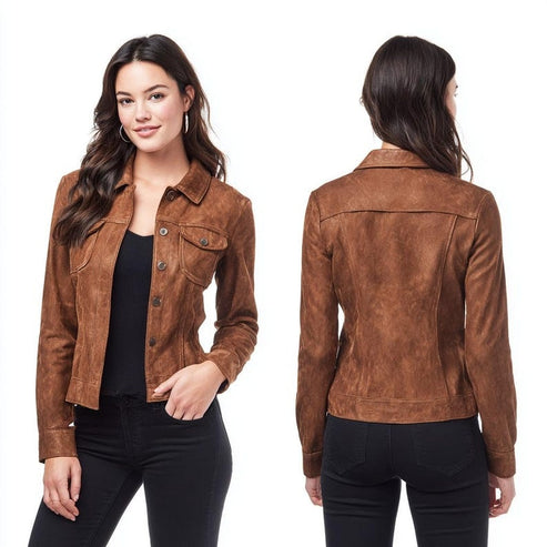 Bravo Bros Women’s Vintage Western Suede Leather Jacket