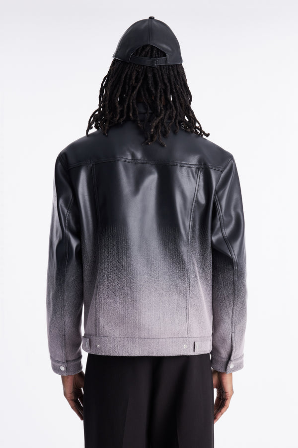 Ombre Faux Leather Trucker Jacket
