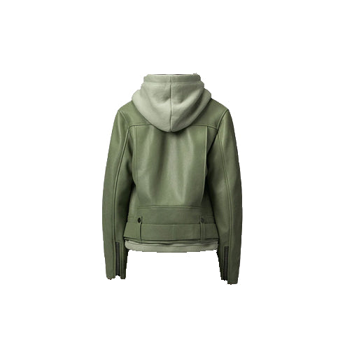 Bravo Bros Women’s Green Sheepskin Leather Riding Biker Jacket