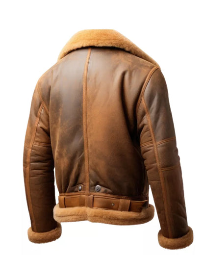 Men’s Brown WW2 B3 Shearling Aviator Leather Jacket – Bravo Bros