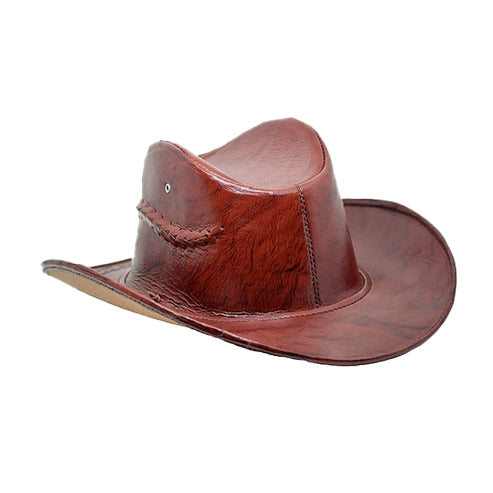 Bravo Bros Men’s Shiny Brown Western Leather Cowboy Hat – Premium & Stylish