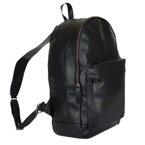 Bravo Bros Men’s Black Leather Classic Backpack – Timeless & Durable