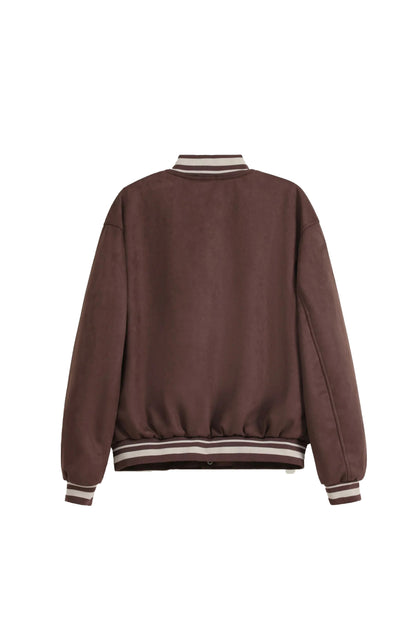 Men’s Suede Leather Varsity Jacket with Contrast Sleeves – Bravo Bros