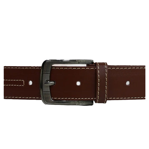 Bravo Bros Men’s Mahogany Brown Leather Belt – Contrast Stitching & Premium Quality